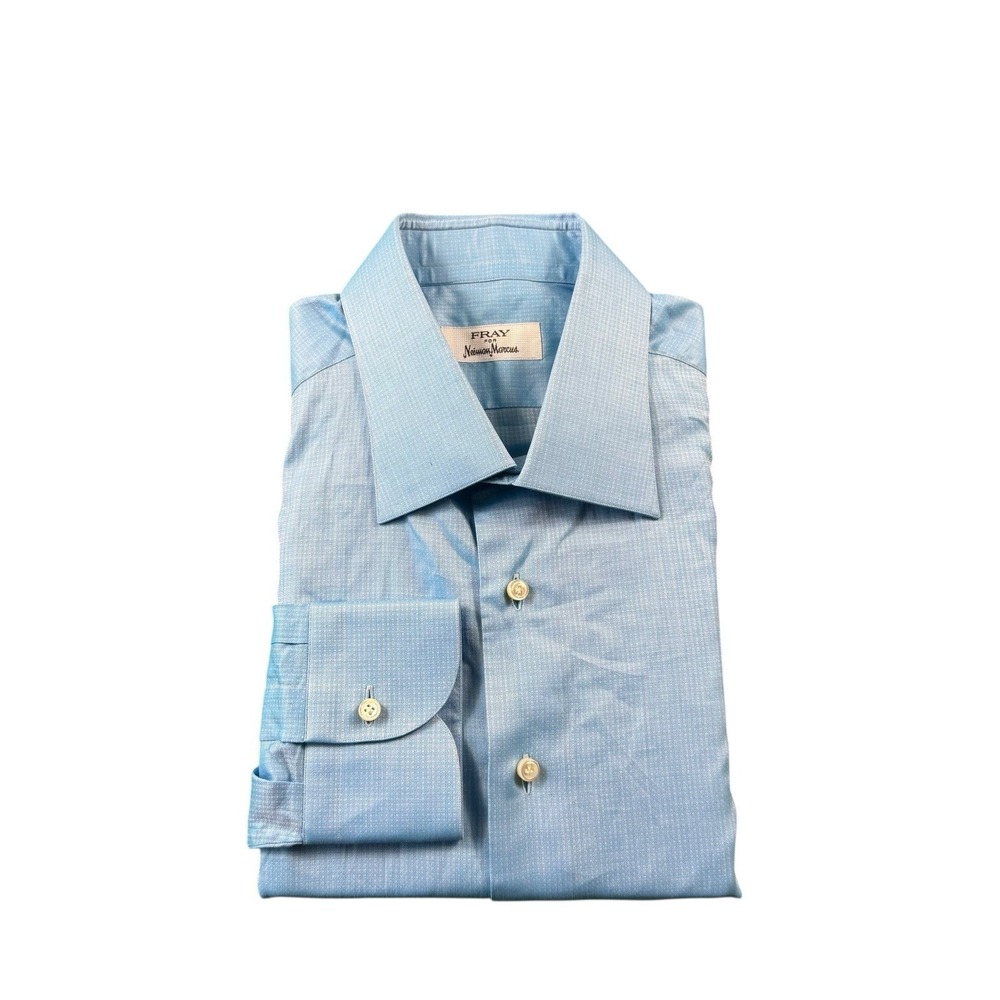 FRAY Blue Patterned Cotton Men's L/S Button Front‎ Size 16.5 L Mint